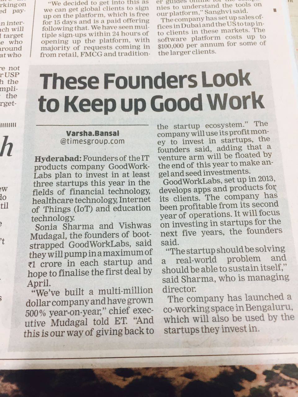 Goodworklabs economic times