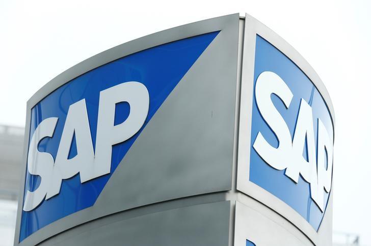SAP logo at SAP headquarters in Walldorf
