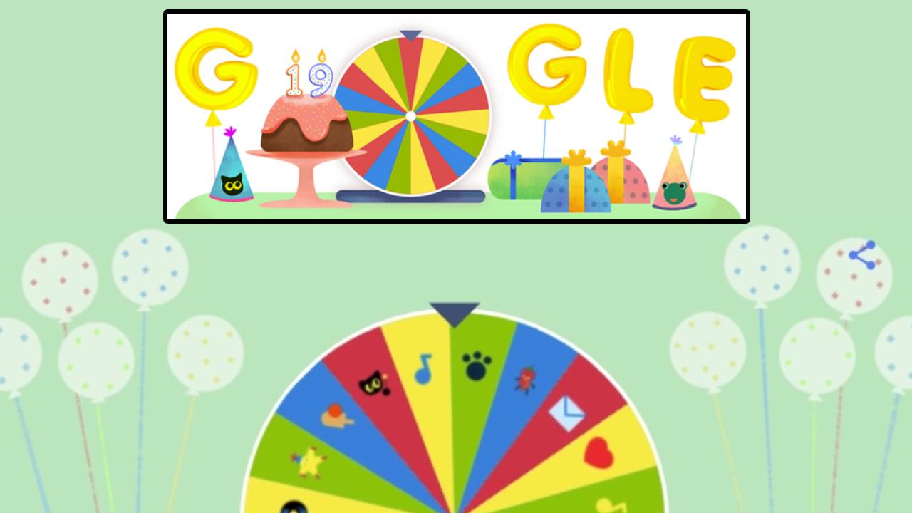 Google Birthday Surprise Spinner Celebrates Google's 19th Birthday